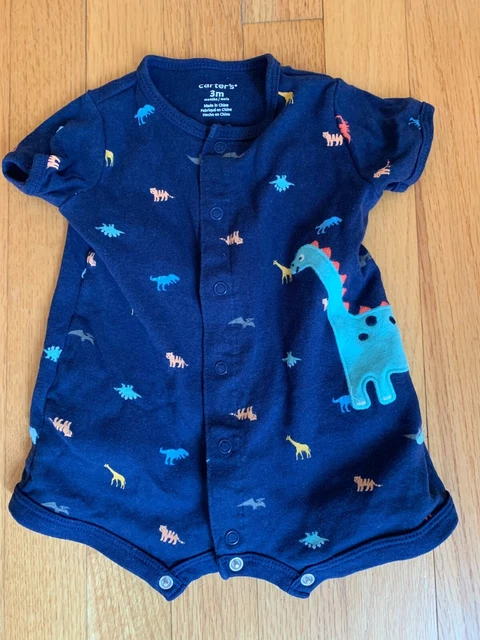 Infant Boys Size 3 month Carters Summer Romper Outfit Dinosaur