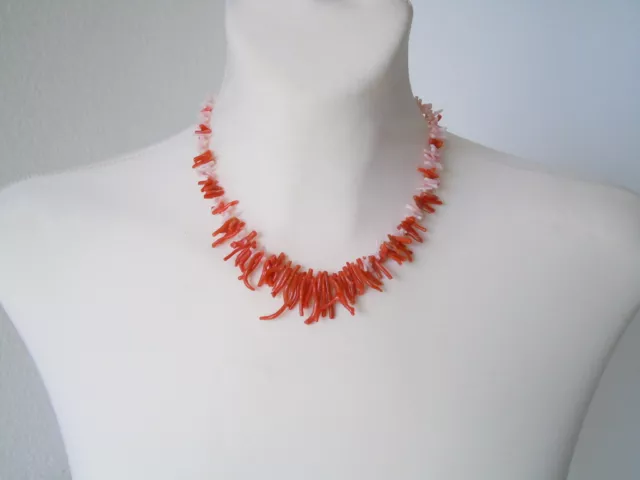 Chaîne Corail Astkoralle Collier de Corail Rouge & Rose 23,4 G/40,5 CM