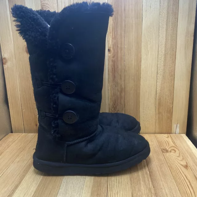 UGG Boots Women Size 10/EU 41 Black Shearling Buttons Outdoor Fashion 2114