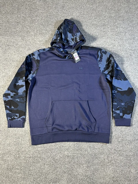 Under Armour Men 2XL XXL Rival Camo Blocked Pullover Hoodie Blue