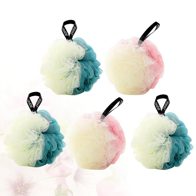 5 un. esponjas de ducha grandes bolas de baño redes de malla depuradores resolubles flores de baño
