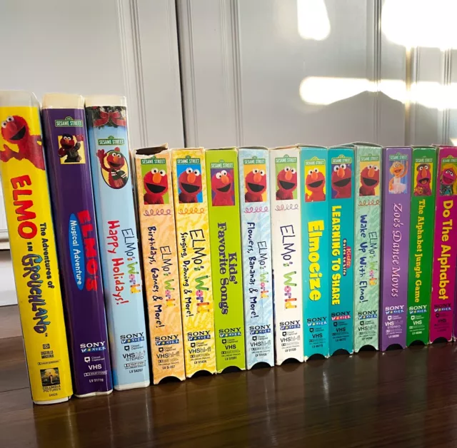 LOT OF 14 Vintage Sesame Street Elmo Children's VHS Tapes Elmo's World ...