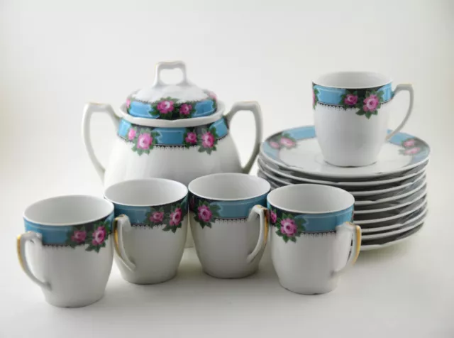 Lot de 5 tasses à café + sucrier vintage porcelaine de Limoges Bernardaud § Cie