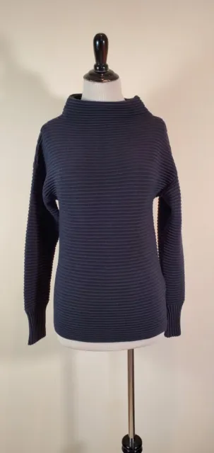 Reiss Womens S Small Ribbed Wool Blend Knit Mock Neck Sweater Black