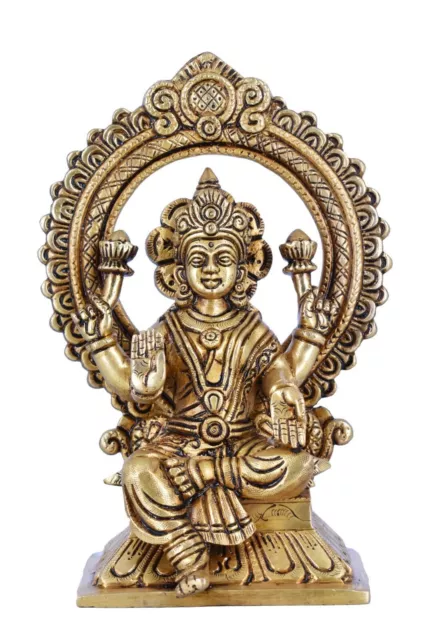 Whitewhale Goddess Maa Laxmi Idol Brass Statue Sitting On Lotus Home Decor