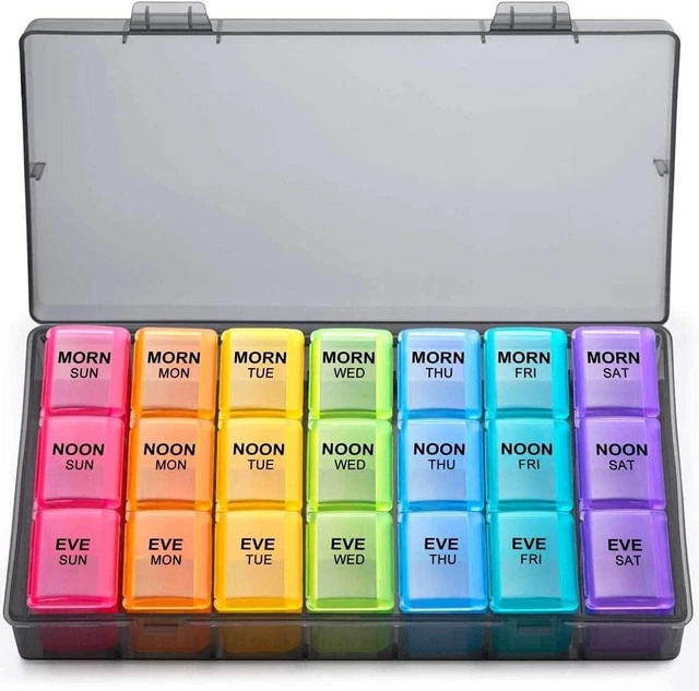 7 DAY PILL Box Organizer 3 Times a Day Weekly Pill tablet medication