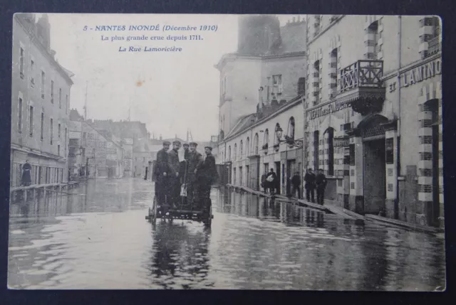 CPA Carte postale NANTES inondé 1910 Rue Lamoricière Fonderies et Laminoirs