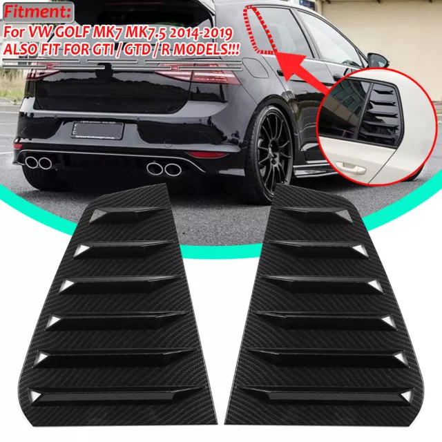 For VW Golf MK7 MK7.5 GTI R 14-19 Carbon Look Window Louver Rear Side Vent Cover