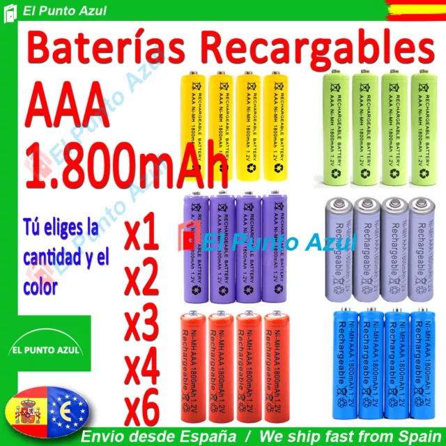 Pilas AAA Recargables★1800 mAh★1,2 voltios★Rechargeable Batteries x1 x2 x3 x4 x6