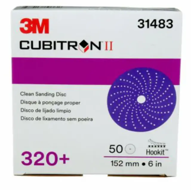 3M 31483 Cubitron II Hookit Clean Sanding Abrasive Disc, 6", 320+ grade, 50 Pc