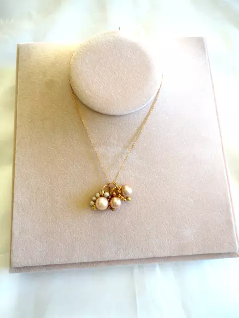 Gold plated sterling silver freshwater cultured triple pearl pendant & necklace