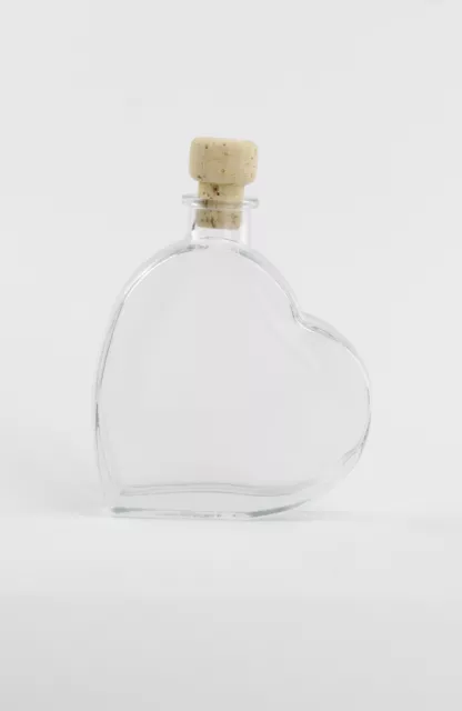 Glas Flasche Herz modern 0,2 Liter Schnapsflasche Likörflasche Korken