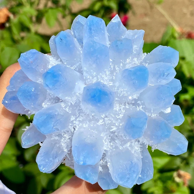 352G New Find BLUE Phantom Quartz Crystal Cluster Mineral Specimen Healing