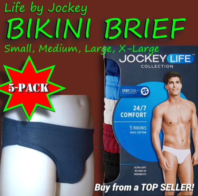NEW 5 PACK LIFE by JOCKEY MEN'S BIKINI BRIEF UNDERWEAR- Small $16.99 -  PicClick