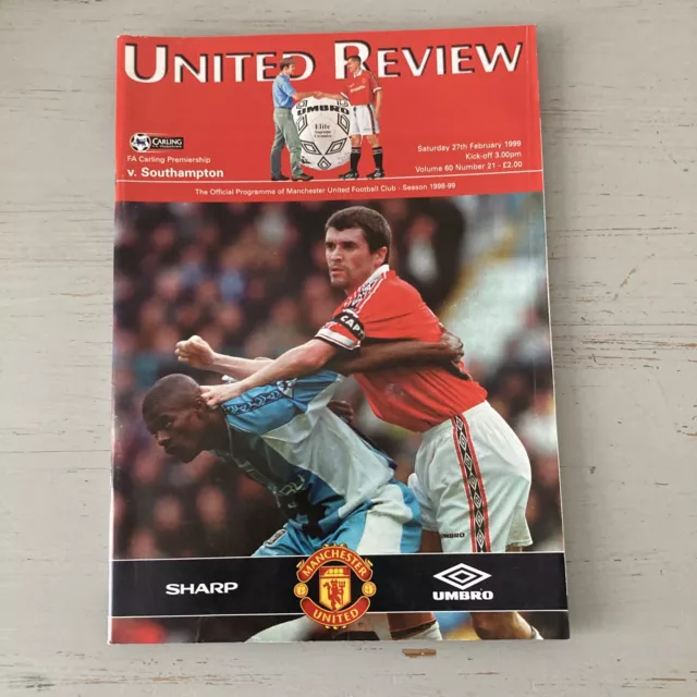 1999 Manchester Man Utd United V Southampton Premier League Treble Season Vgc