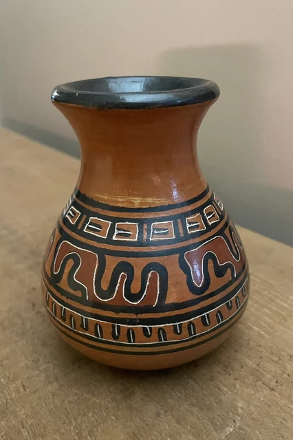 Vintage Guaitil Costa Rica Pottery Handmade Ceramic Vase Signed by Gerardo