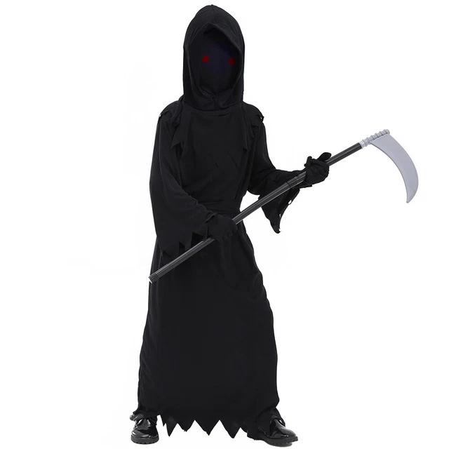 Costumi Halloween Bambini Nero Grim Razziatore Cosplay Horror Festa Set Abito