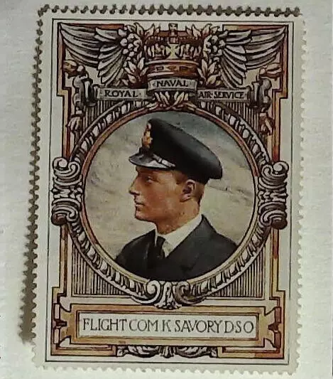 WW1 Lord Roberts Memorial Fund - Poster Stamps - Flight Commander K Savory DSO