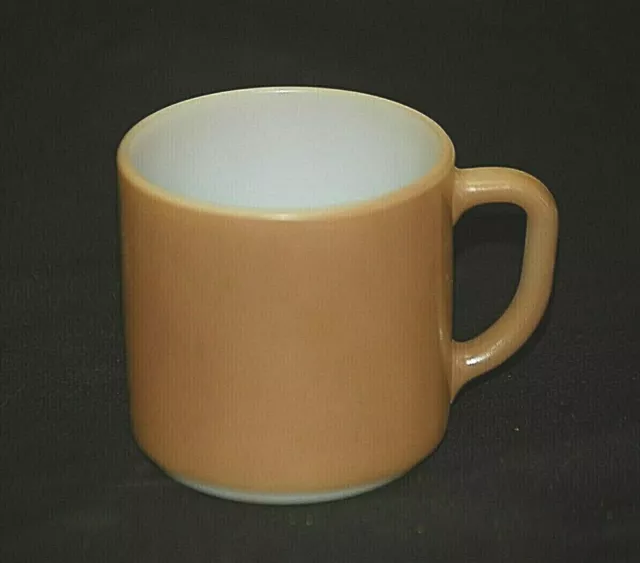 Federal Glass Brown Taupe & White Milk Glass Teacup Coffee Mug USA
