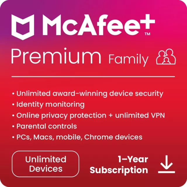 McAfee Premium Plus 2024 Family - Unlimited Devices 1 Year - [Download]