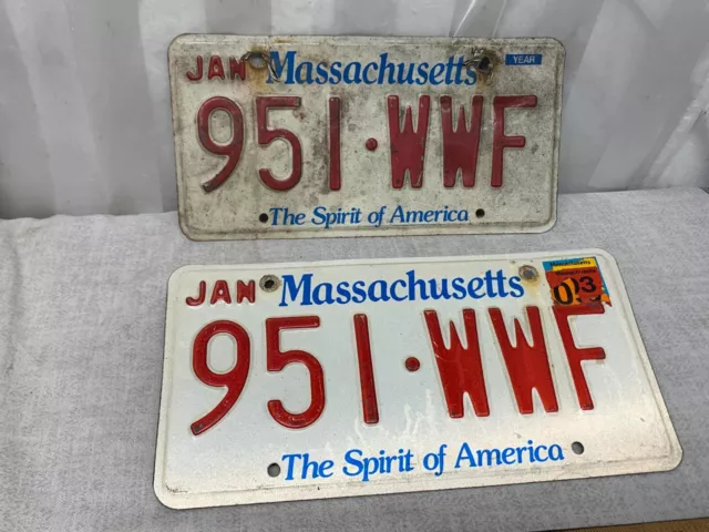 2003 Massachusetts The Spirit Of America USA License Plate # 951.WWF Collectible