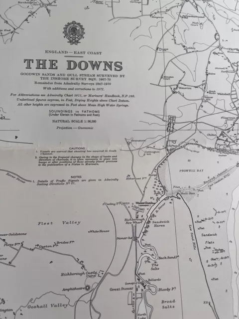 Vintage Marine Chart - Admiralty 1828 The Downs