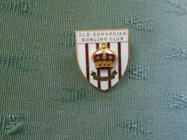 Vintage Old Edwardian Bowling Club South Africa - Enamel Pin Badge - Defunct
