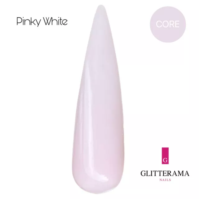 PINKY WHITE coloured acrylic powder Glitterama Nails core nude natural glitter