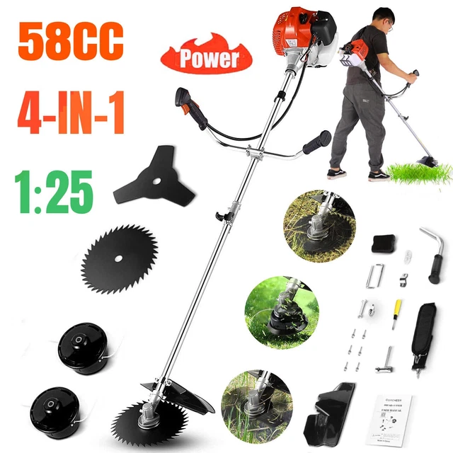 58CC 2CYCLE STRAIGHT Shaft 4in1 Gas Weed Eater String Trimmer Brush