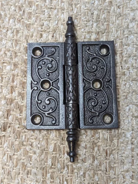 3 1/2" x 3 1/2" Antique Ornate Cast Iron Steeple Hinge