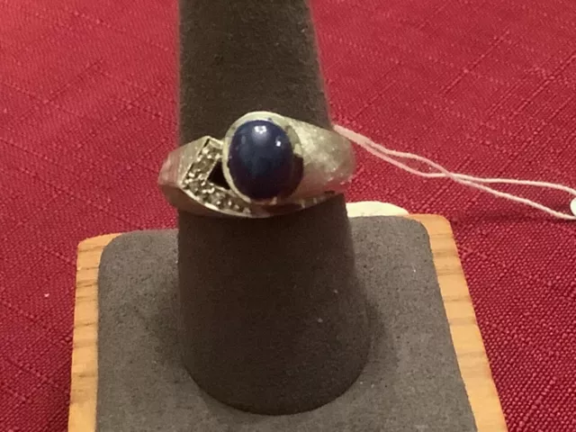 New Linde Blue Star Sapphire Ring Solid Gold 10K Size 9.5