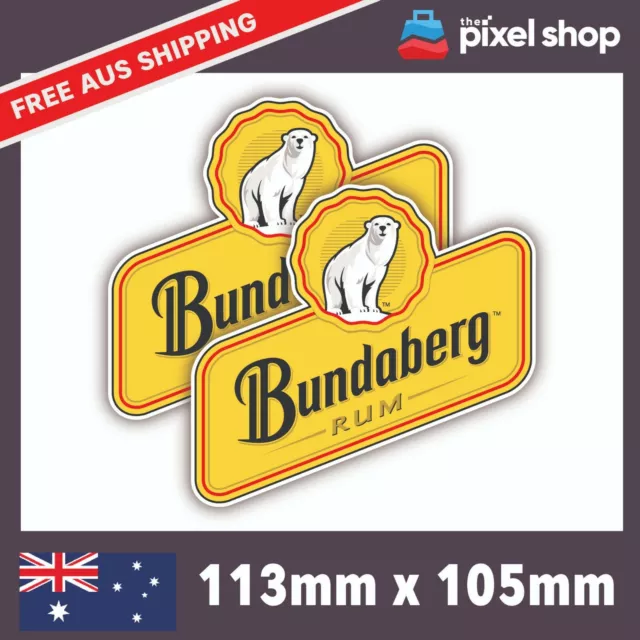 2 X Bundaberg Rum Bundy Bear Stickers Camping Trailer Bar Fridge