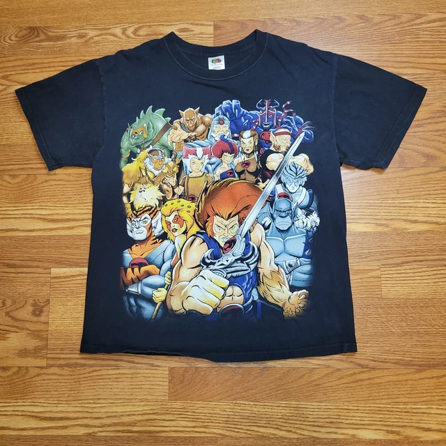 Vintage Thundercats Cartoon Shirt Large Black Multicolor 80s Movie Promo