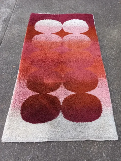 60er Alfombra Carpet Manta Shag 220 x 115 70er Mid-Century Espacio Op Art Puente