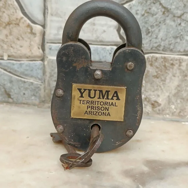 Yuma Territorial Prison Working Cast Iron Lock 2 Keys Rusty Antique Finish