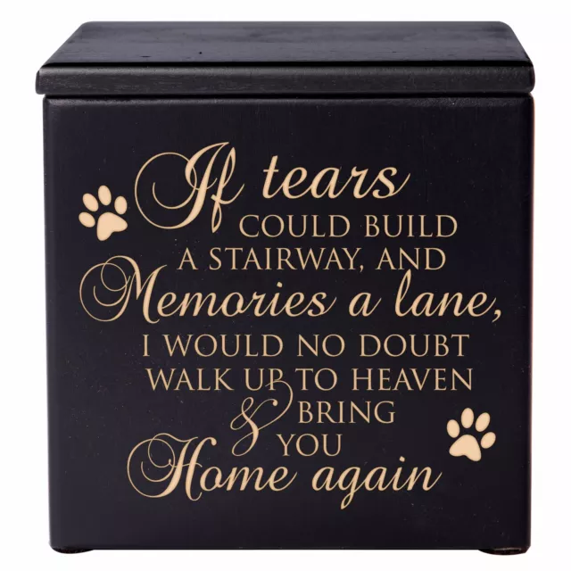 Wooden Memorial Cremation Urn Box For Pet Ashes 3.5 in - If Tears Could Build A