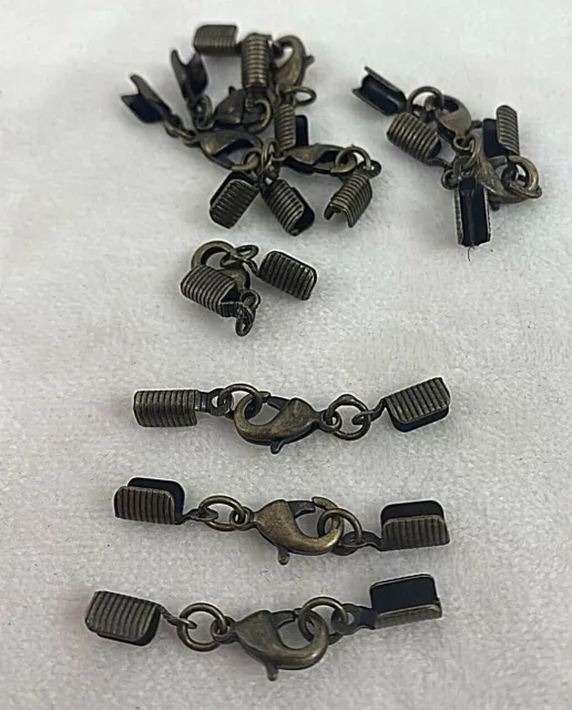 360 pieces ~ Antique Brass Lobster Claw Clasp Crimp Ends w/jump rings hp26