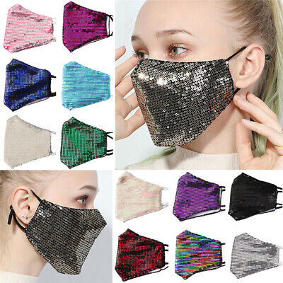 Sequins Bling Bling Glitter Washable Face Cover Mask Men Women with Filter