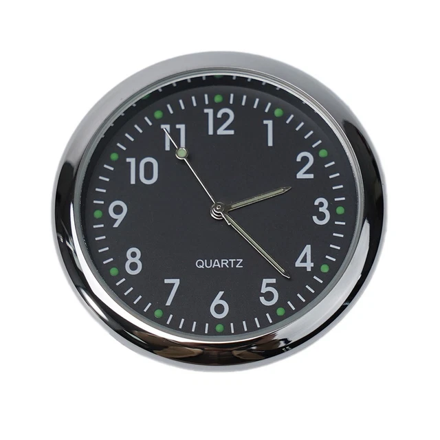 DHWEKU Horloge Voiture Ronde Lumineuse – Tableau De Bord Quartz Avec Clip Et Autocollant, Visible La Nuit