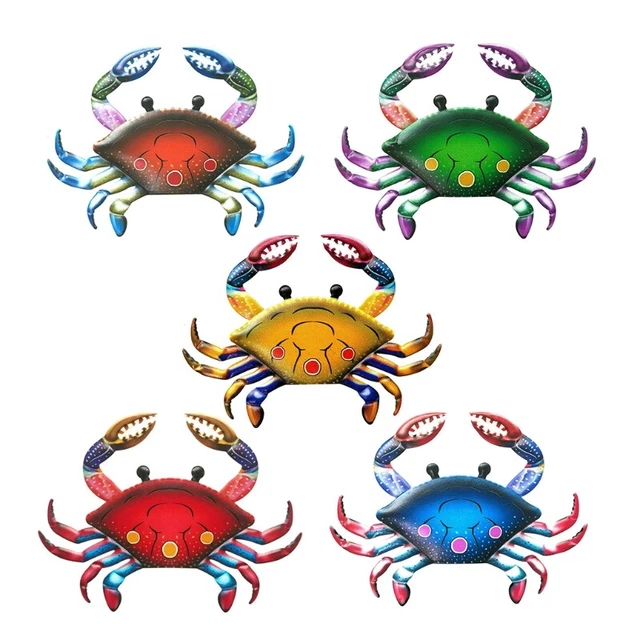 Colorful Metal Crab Wall Decor Wrought Iron Art Sculpture Home Ornament