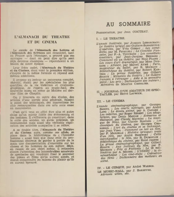 Almanachs du Théâtre et du Cinéma 1949-50-51/ Cocteau, Bazin, Charensol, Sadoul 3