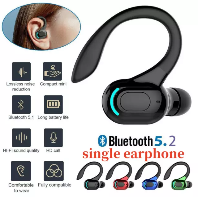 Wireless Earpiece Bluetooth 5.0 Trucker Handsfree Earphone Singel Earbud Headset