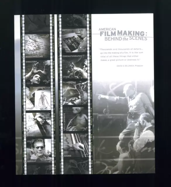 US 37¢ Behind The Scenes American Filmmaking Postage Stamp #3772 MNH Full Sheet