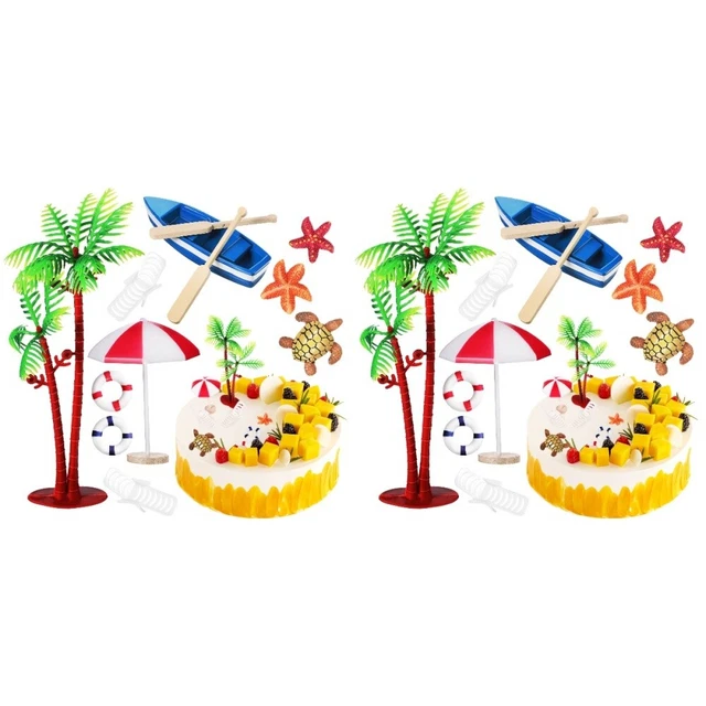 20 pz decorazioni torta a tema spiaggia oceano palma barca ombrellone torta