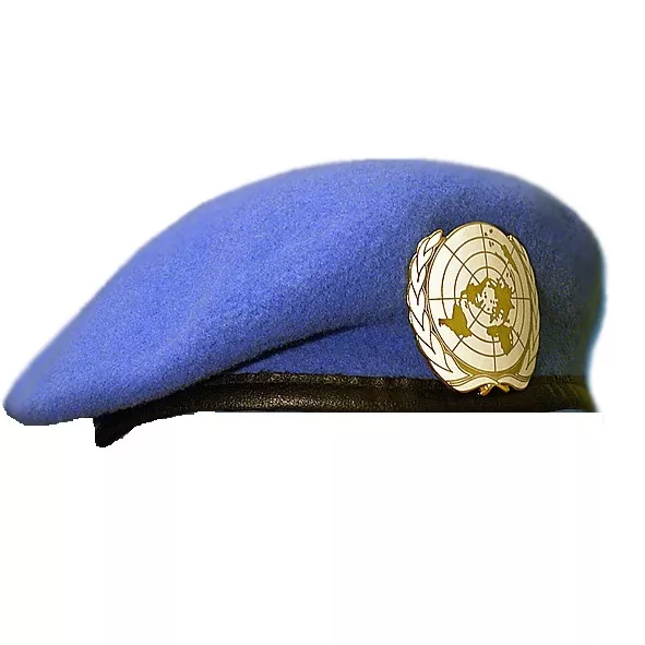 Veritable Beret Commando Bleu Onu Taille 58 Avec Insigne Nations Unies Neuf