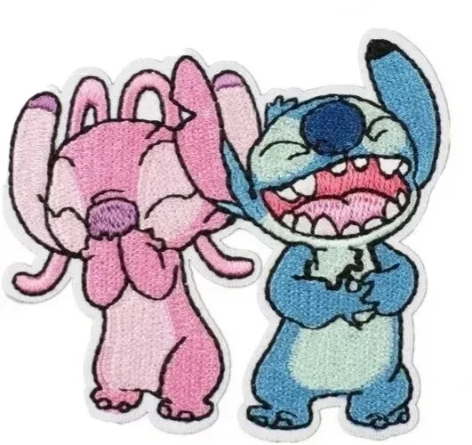Stitch and Angel Disney Movie Ohana Means Family Embroidered Iron On Patch  5x3