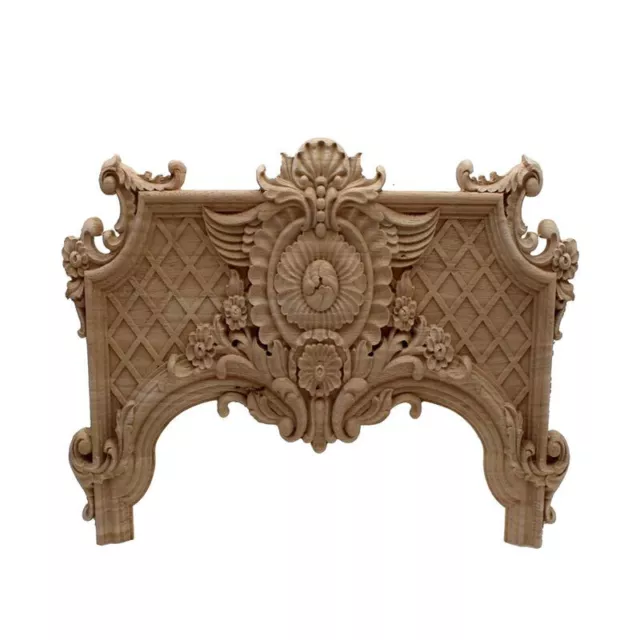 Wood Applique Carved Corner Rose Floral Oak Vintage Door Wall Furniture Decor