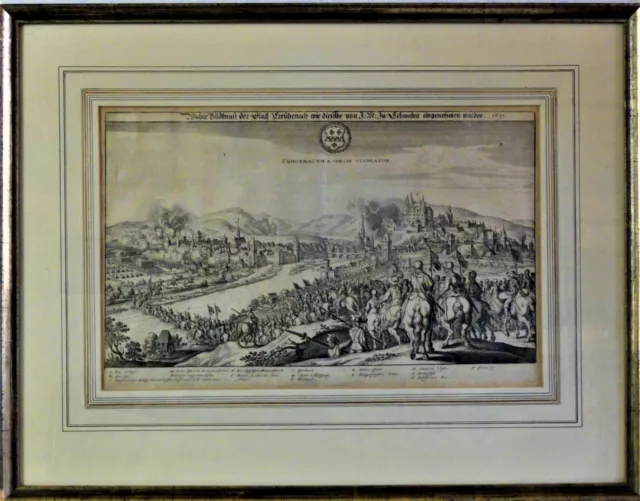 Matthäus MERIAN (1593-1650)-Kupferstich 1631: ANGRIFF DER SCHWEDEN AUF KREUZNACH 3