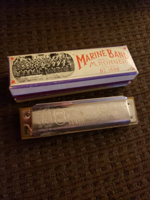 Vintage M. Hohner Marine Band Harmonica No. 1896 - Key Of C, Original Box