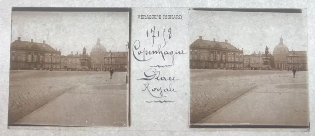COPENHAGUE DANEMARK 1890 PLAQUE VERASCOPE RICHARD 45x107 VUE STEREOSCOPIQUE